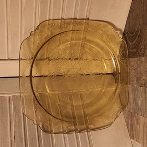 PLATE 2 - Vintage Federal Depression Glass Madrid Amber Lunch Plate 9"